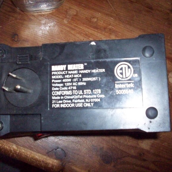 Intertek Handy Heater Plug-In Heater 350 Watts Personal Compact HEAT-MC4, tested - Picture 5 of 6